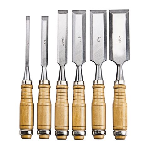 6-piece steel chisel wood handle set in box two cherries|unpolished chisel set.